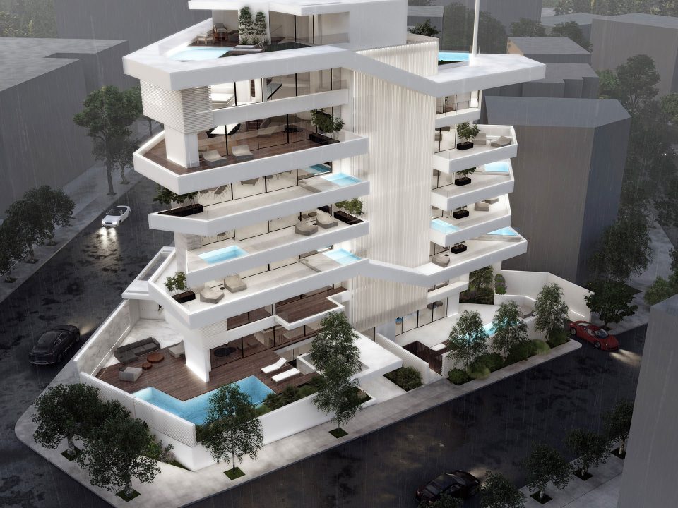 Νέο Project στην περιοχή του Αλίμου, στην οδό Ταξιαρχών 50 με εξαώροφο κτίριο κατοικιών, με τρία υπόγεια, πατάρια και δώματα με πέργκολες και πισίνες, ενεργειακής κατηγορίας Α+