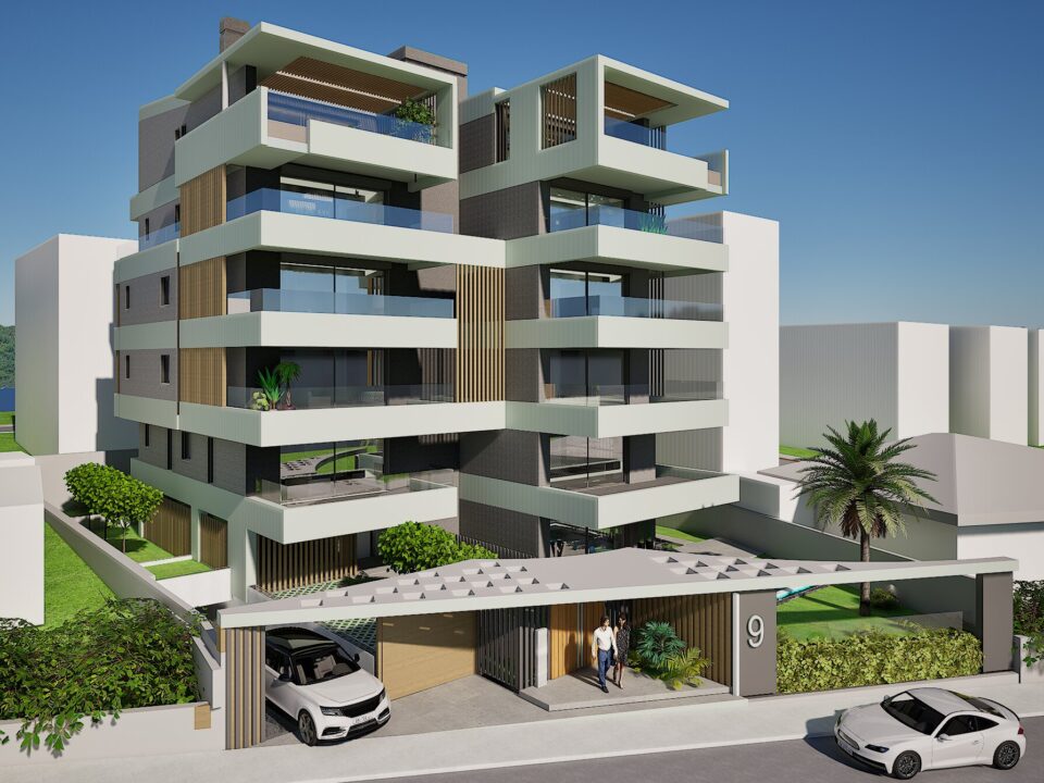 Σύγχρονης αρχιτεκτονικής πολυκατοικία υπό κατασκευή επί της οδού Λασιθίου 9, Γλυφάδα